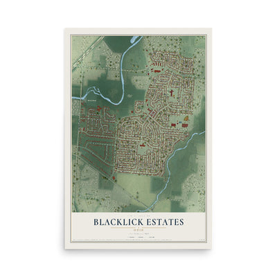Map of Blacklick Estates, Ohio, 12 x 18 inch unframed archival matte print