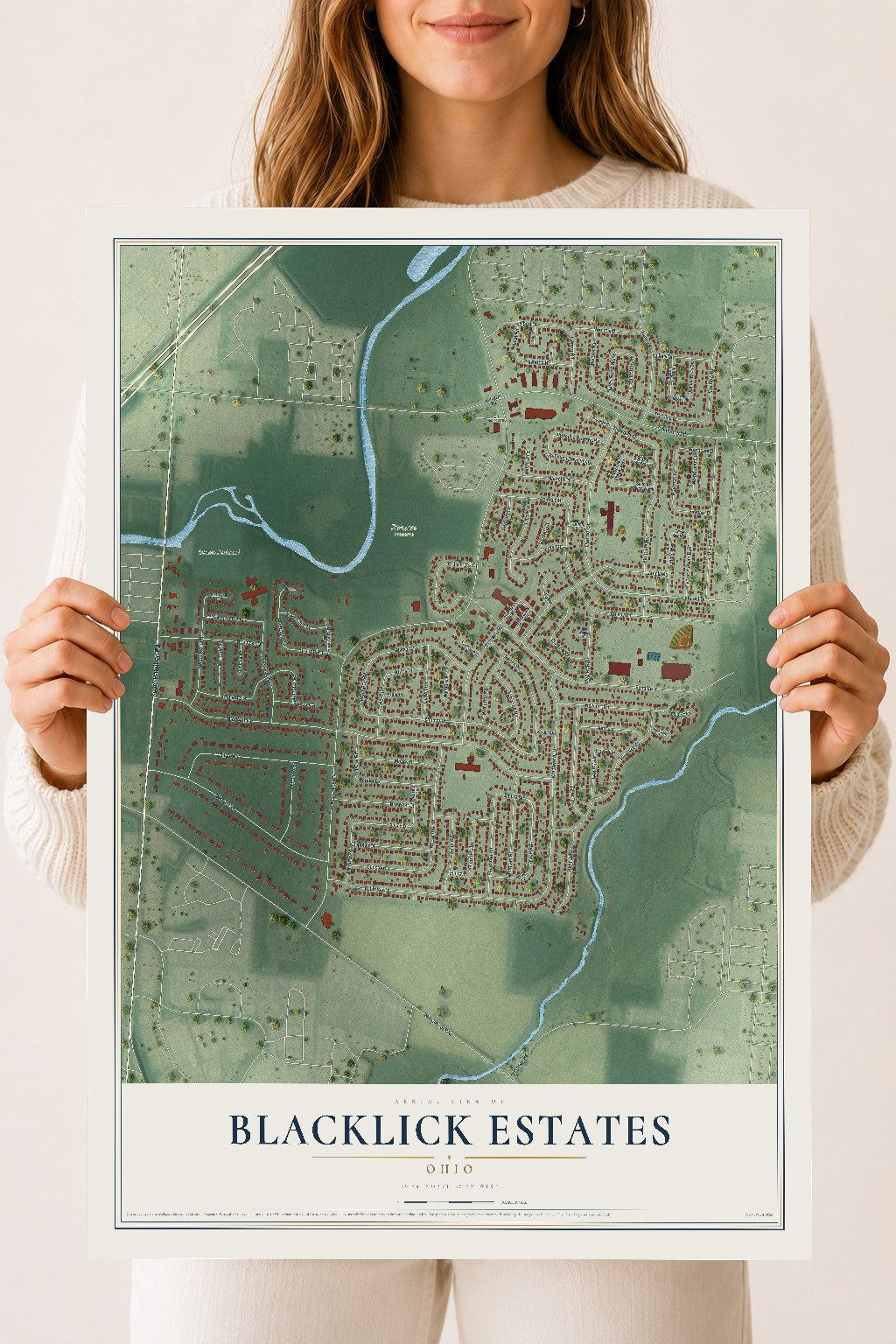 Map of Blacklick Estates, Ohio, 18 x 24 inch unframed archival matte print