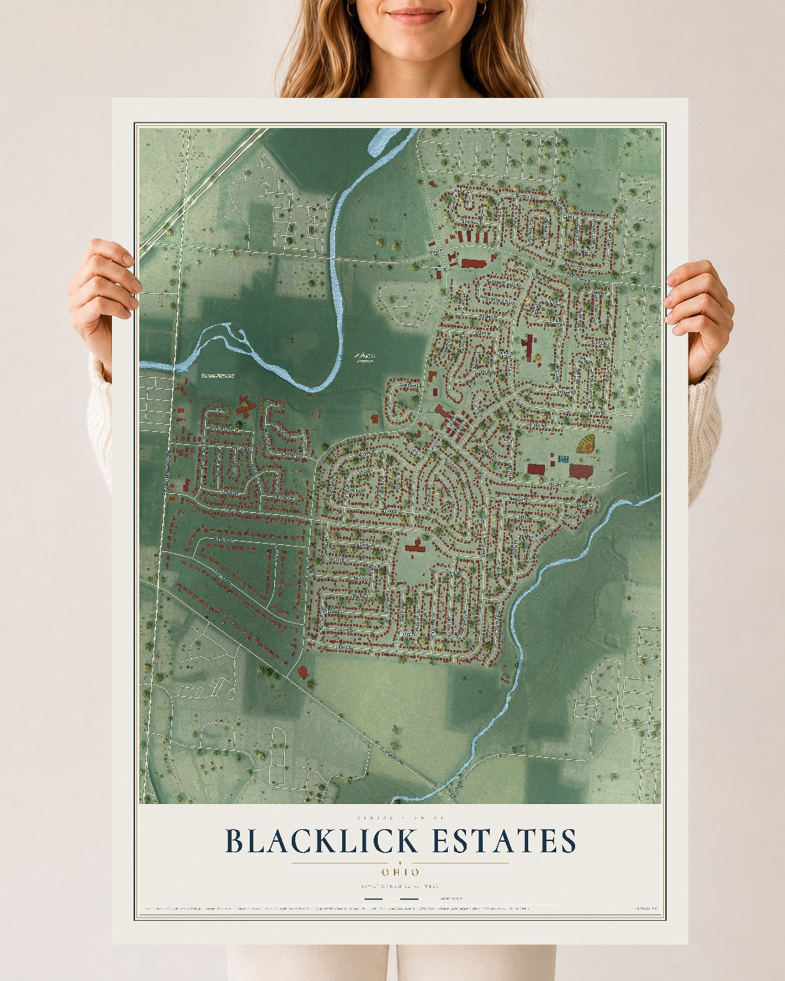 Map of Blacklick Estates, Ohio, 24 x 36 inch unframed archival matte print