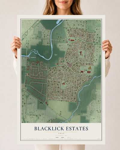 Map of Blacklick Estates, Ohio, 24 x 36 inch unframed archival matte print