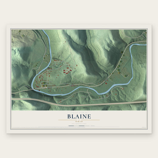Blaine, Ohio map print, the full design