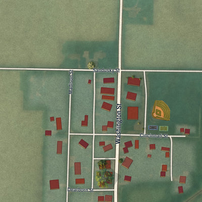 Close-up of the map of Blakeslee, Ohio print showing street and building detail