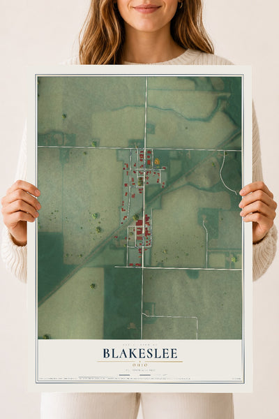 Map of Blakeslee, Ohio, 18 x 24 inch unframed archival matte print