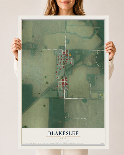 Map of Blakeslee, Ohio, 24 x 36 inch unframed archival matte print