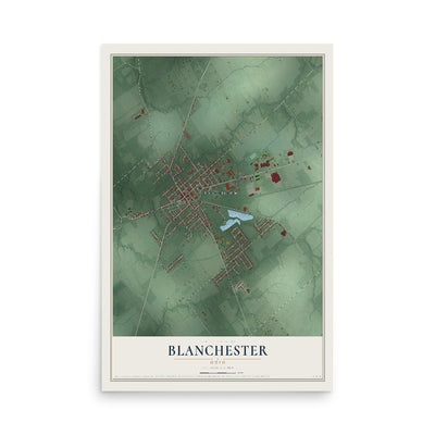 Map of Blanchester, Ohio, 12 x 18 inch unframed archival matte print