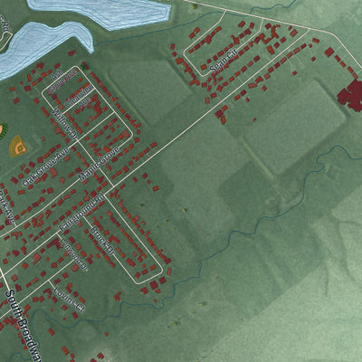 Second close-up of the map of Blanchester, Ohio print showing more streets and buildings