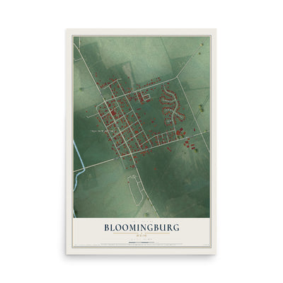 Map of Bloomingburg, Ohio, 12 x 18 inch unframed archival matte print