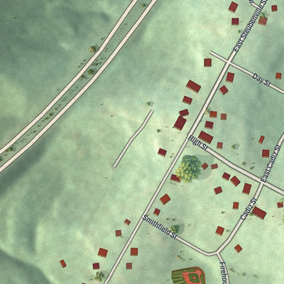 Second close-up of the map of Bloomingdale, Ohio print showing more streets and buildings