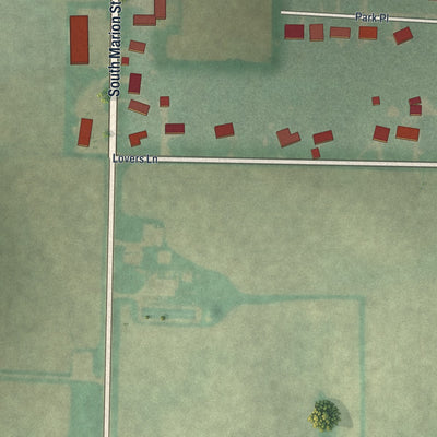 Second close-up of the map of Bloomville, Ohio print showing more streets and buildings