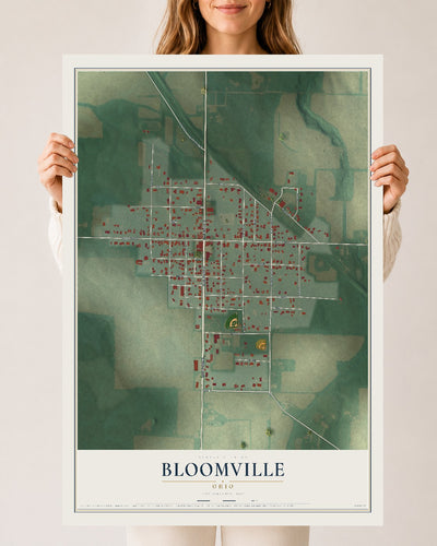 Map of Bloomville, Ohio, 24 x 36 inch unframed archival matte print