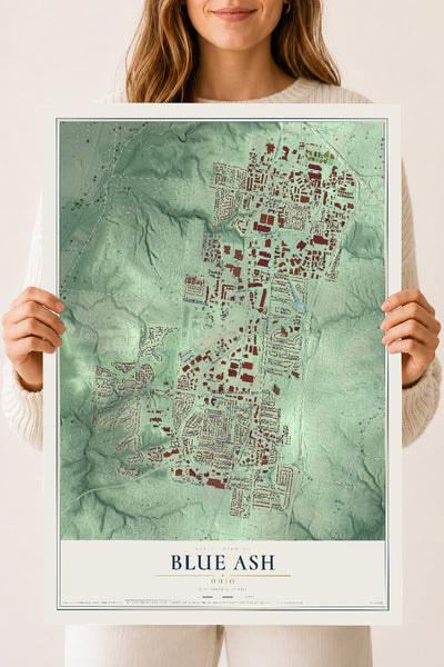 Map of Blue Ash, Ohio, 18 x 24 inch unframed archival matte print