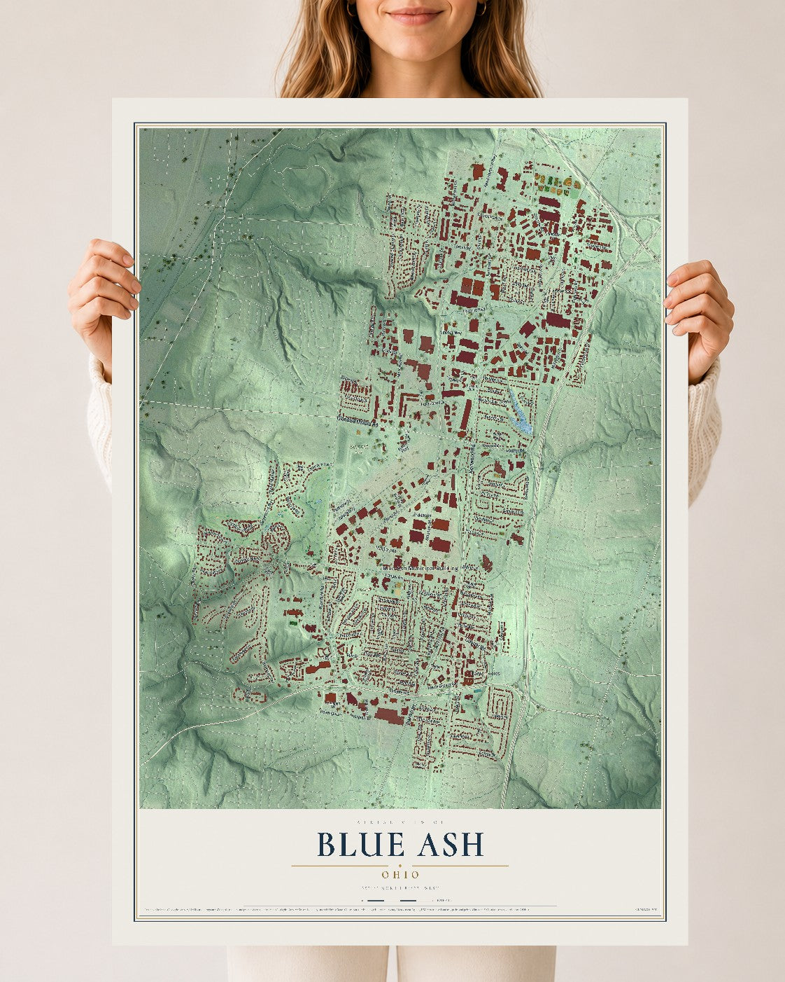 Map of Blue Ash, Ohio, 24 x 36 inch unframed archival matte print