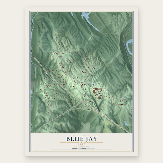 Blue Jay, Ohio map print, the full design