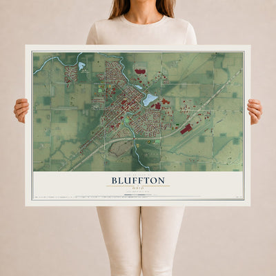 Map of Bluffton, Ohio, 24 x 36 inch unframed archival matte print