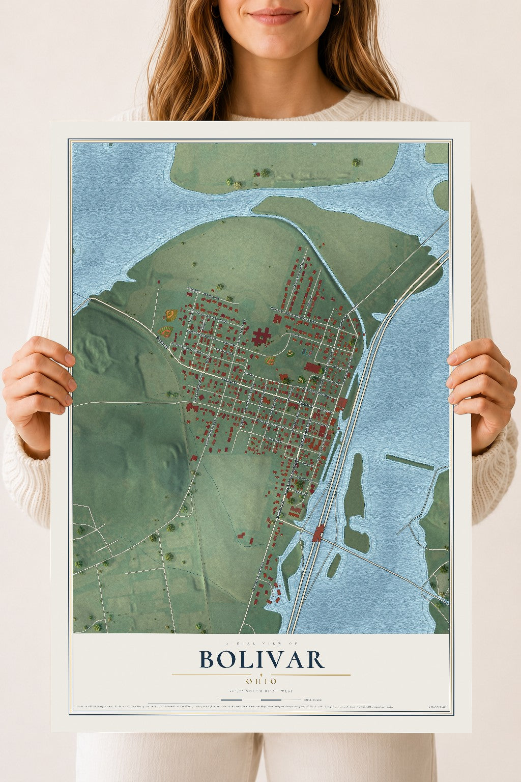 Map of Bolivar, Ohio, 18 x 24 inch unframed archival matte print