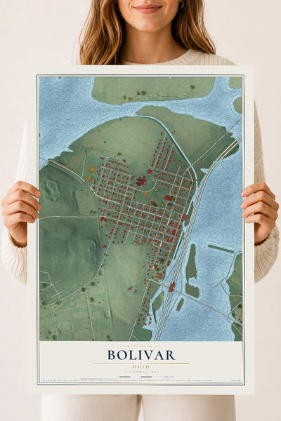 Map of Bolivar, Ohio, 18 x 24 inch unframed archival matte print