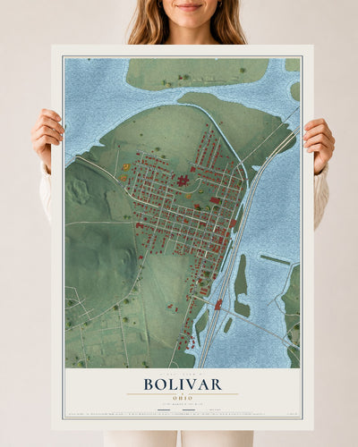 Map of Bolivar, Ohio, 24 x 36 inch unframed archival matte print