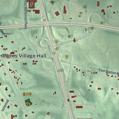 Second close-up of the map of Boston Heights, Ohio print showing more streets and buildings