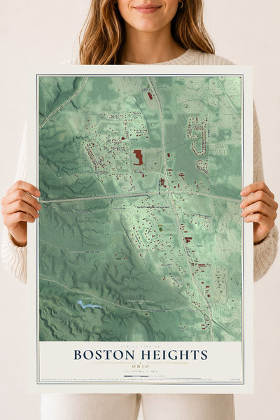 Map of Boston Heights, Ohio, 18 x 24 inch unframed archival matte print
