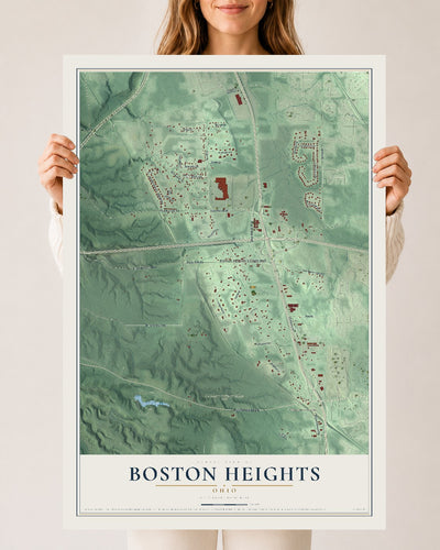 Map of Boston Heights, Ohio, 24 x 36 inch unframed archival matte print