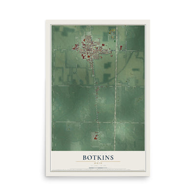 Map of Botkins, Ohio, 12 x 18 inch unframed archival matte print