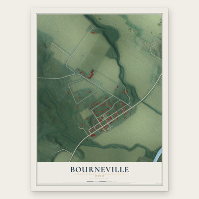 Bourneville, Ohio map print, the full design