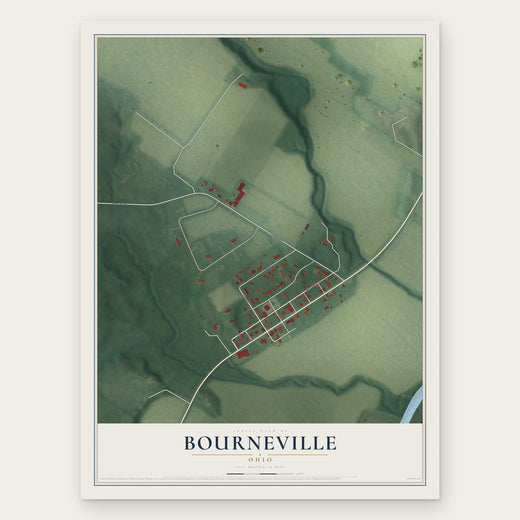 Bourneville, Ohio map print, the full design