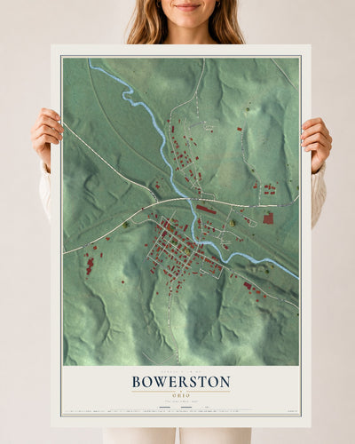 Map of Bowerston, Ohio, 24 x 36 inch unframed archival matte print