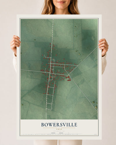 Map of Bowersville, Ohio, 24 x 36 inch unframed archival matte print