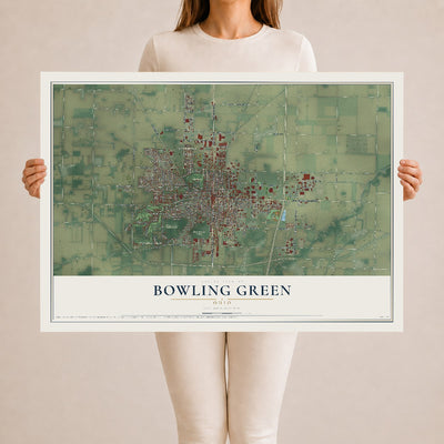 Map of Bowling Green, Ohio, 24 x 36 inch unframed archival matte print