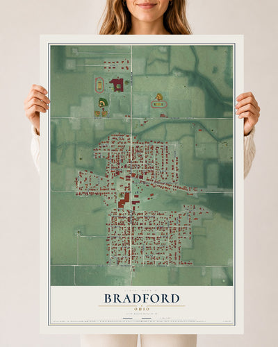 Map of Bradford, Ohio, 24 x 36 inch unframed archival matte print