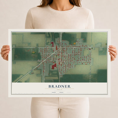 Map of Bradner, Ohio, 12 x 18 inch unframed archival matte print