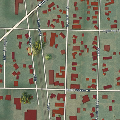 Close-up of the map of Bradner, Ohio print showing street and building detail