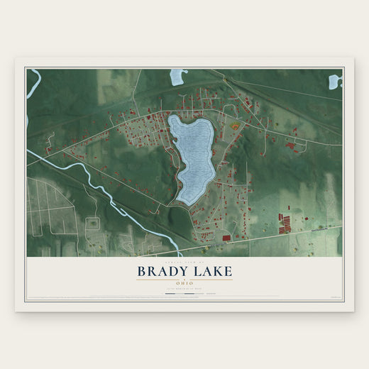 Brady Lake, Ohio map print, the full design