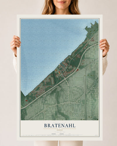 Map of Bratenahl, Ohio, 24 x 36 inch unframed archival matte print