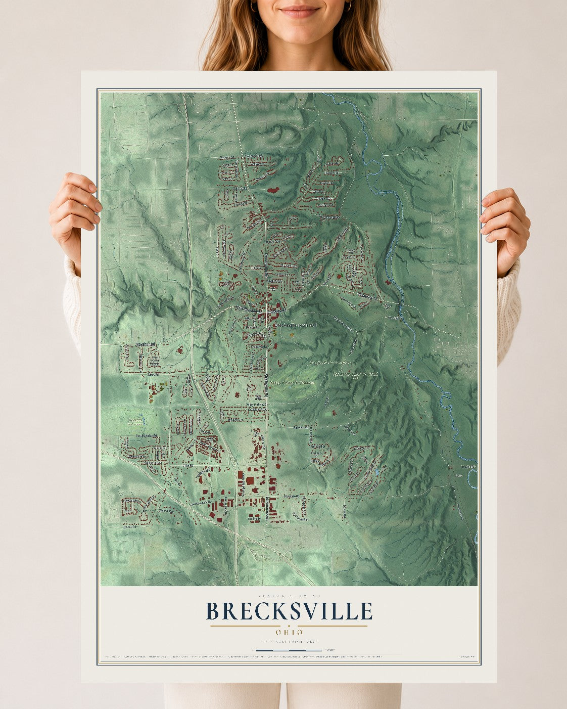 Map of Brecksville, Ohio, 24 x 36 inch unframed archival matte print