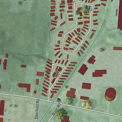 Close-up of the map of Brecon, Ohio print showing street and building detail