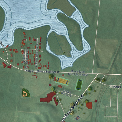 Second close-up of the map of Brewster, Ohio print showing more streets and buildings