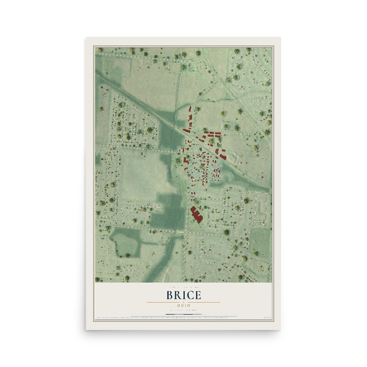 Map of Brice, Ohio, 12 x 18 inch unframed archival matte print