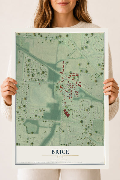 Map of Brice, Ohio, 18 x 24 inch unframed archival matte print