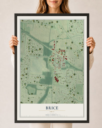 Map of Brice, Ohio, 24 x 36 inch print in a black wood frame