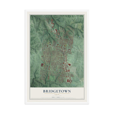Map of Bridgetown, Ohio, 12 x 18 inch print in a white wood frame