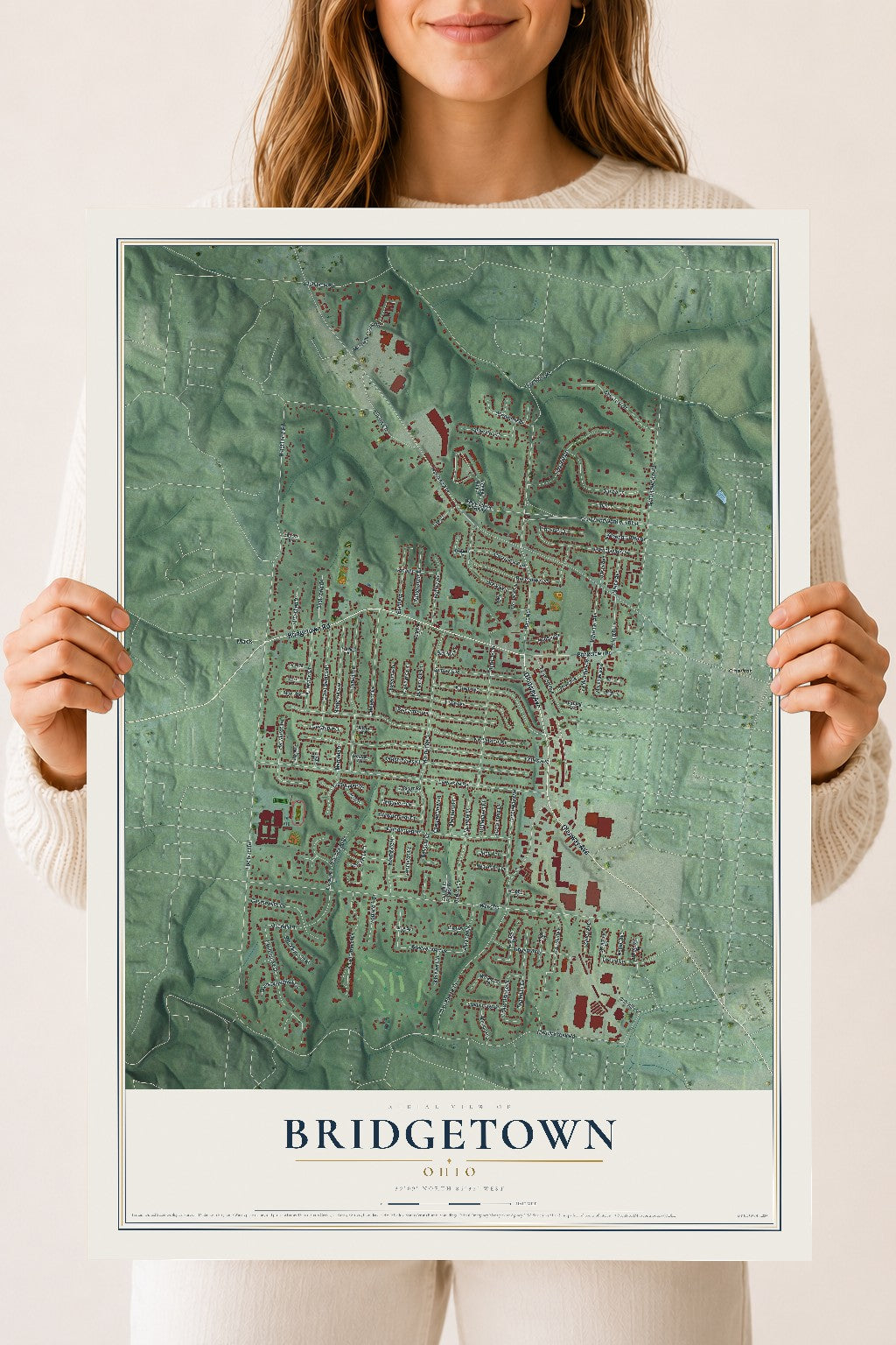 Map of Bridgetown, Ohio, 18 x 24 inch unframed archival matte print