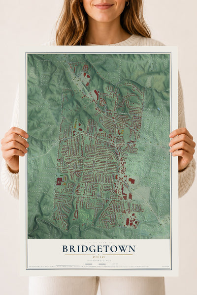 Map of Bridgetown, Ohio, 18 x 24 inch unframed archival matte print