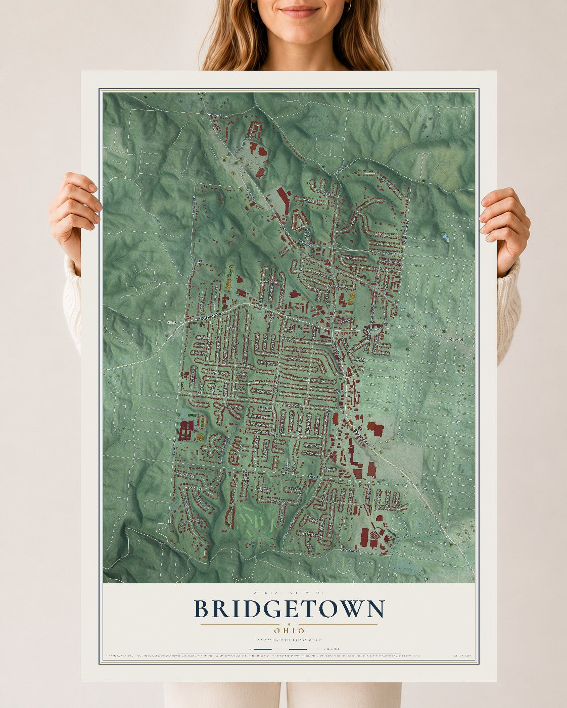 Map of Bridgetown, Ohio, 24 x 36 inch unframed archival matte print
