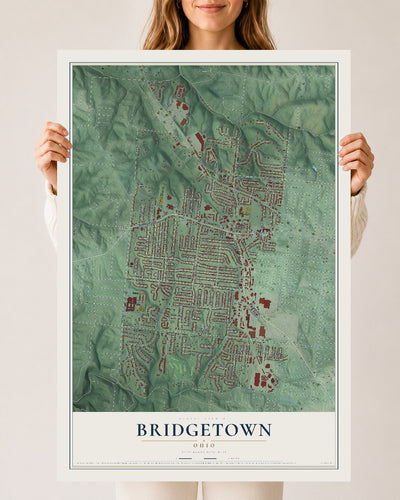 Map of Bridgetown, Ohio, 24 x 36 inch unframed archival matte print
