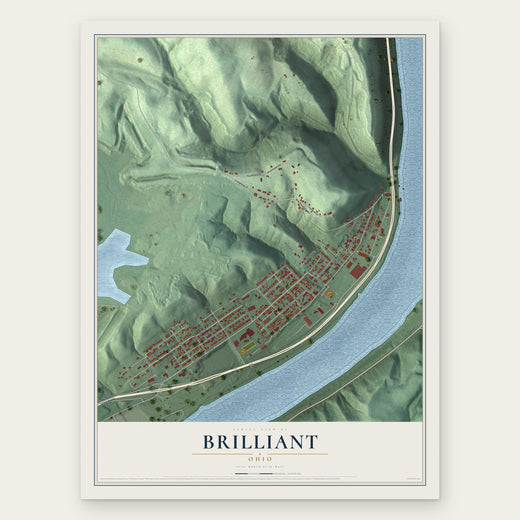Brilliant, Ohio map print, the full design