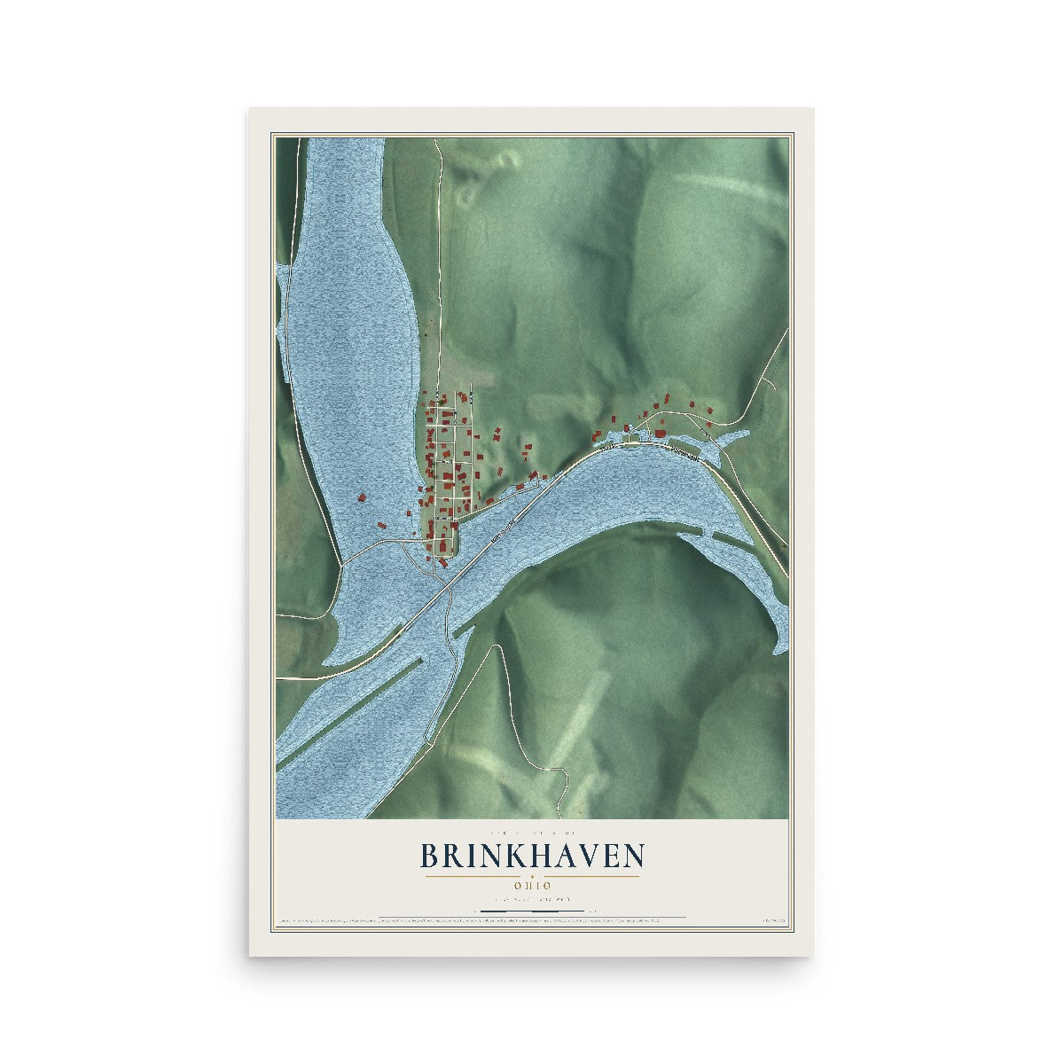 Map of Brinkhaven, Ohio, 12 x 18 inch unframed archival matte print