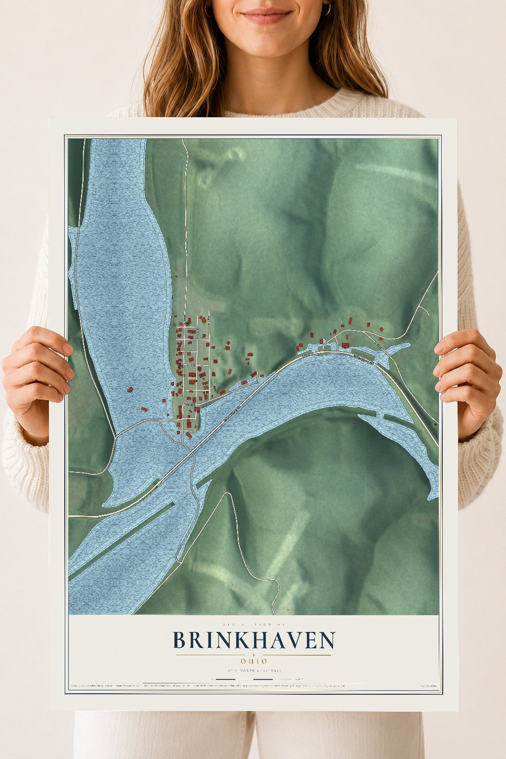 Map of Brinkhaven, Ohio, 18 x 24 inch unframed archival matte print