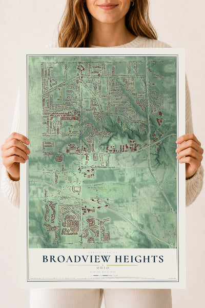 Map of Broadview Heights, Ohio, 18 x 24 inch unframed archival matte print